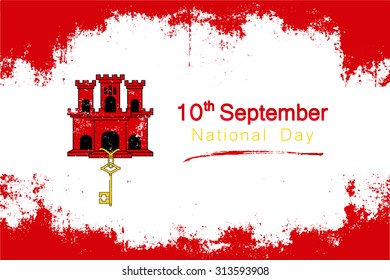 Popular grunge style vector for Gibraltar's National Day on September 10 with the colors and symbol of the country's flag.
