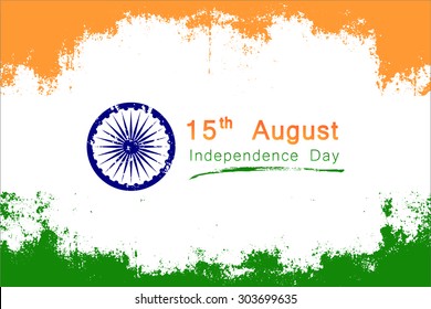 Popular grunge style vector for India's independence day on august 15 with the colors of the country's flag.