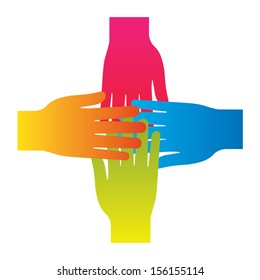 popular hand connecting teamwork icon concept isolated vector