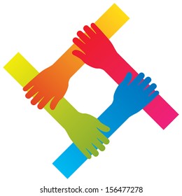 popular hand connecting teamwork icon concept isolated vector