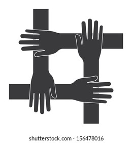 popular hand connecting teamwork icon concept isolated vector