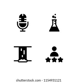 popular icon. 4 popular set with microphone, experiment, waterfall and rate vector icons for web and mobile app