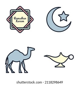 Popular Islamic. Ramadan Kareem elements set icon symbol template for graphic and web design collection logo vector illustration