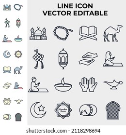 Popular Islamic. Ramadan Kareem Elements Set Icon Symbol Template For Graphic And Web Design Collection Logo Vector Illustration