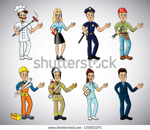 Popular Jobs Professions Cartoon Vector Set Stock Vector Royalty Free