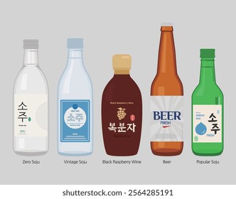 Popular Korean liquor illustrations 
(Translation_Korean alcohol)