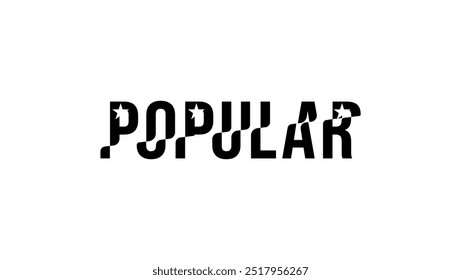 Popular lettering, black isolated silhouette