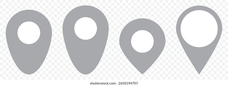 Popular location map pin icon set. Location pin sign collection. Map pin place marker icon set on Transparent Background. EPS 10.
