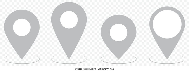 Popular location map pin icon set. Location pin sign collection. Map pin place marker icon set on Transparent Background. EPS 10.