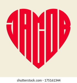 The popular male name Jacob with heart