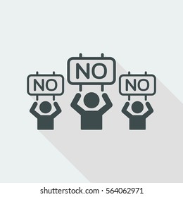 Popular manifestation with signboards - Vector web icon