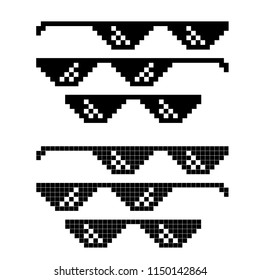 Popular Meme Pixel Glasses Set. EPS10 Vector