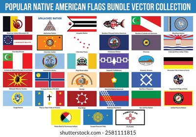 Popular Native American Flags Bundle Vector Illustration Premium Quality