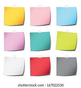 popular note post color paper vintage and realistic shadow with multiply isolated white background