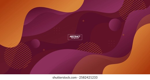 Popular orange and purple geometric business banner design. Creative banner design with wave and circle shape as template. Simple horizontal banner. Vector Eps10