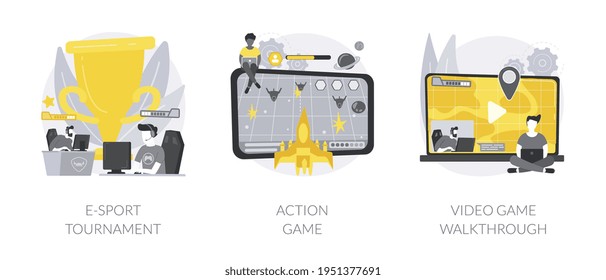 Popular pc game abstract concept vector illustrations.