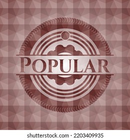 Popular red seamless emblem or badge with abstract geometric pattern background. 