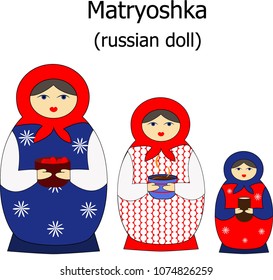 Popular Russian souvenirs - matryoshka (Russian doll) .Babushka. Gift from Russia. Russian folk crafts. Russian symbol.
