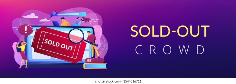 Popular show, best concerts and music festivals searching. Online booking system. Sold-out event, sold-out crowd, no tickets available concept. Header or footer banner template with copy space.