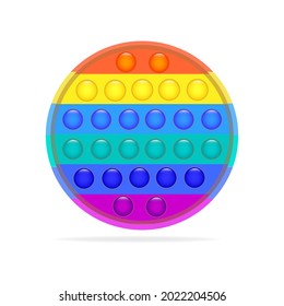 Popular silicone colorful anti-stress toy poster for a child on a white background in vector. Simple dimple.