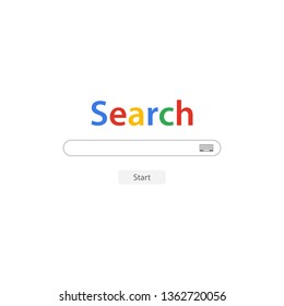 Popular simple Internet Search engine form on white background. Flat vector stock illustration