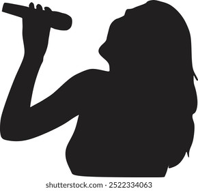 Ilustración Populares de la silueta del Vector de la estrella del cantante. Atractivo artista musical en el escenario. 