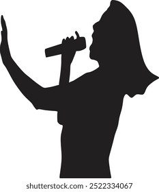 Ilustración Populares de la silueta del Vector de la estrella del cantante. Atractivo artista musical en el escenario. 