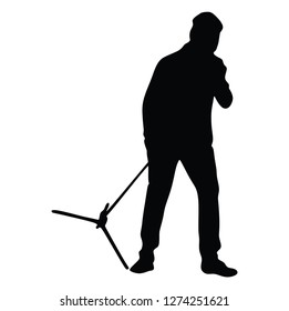 Popular singer super star vector illustration isolated on white background. Attractive music artist on the stage. Singer man artist against public on concert. Entertainment event. Microphone in hands.