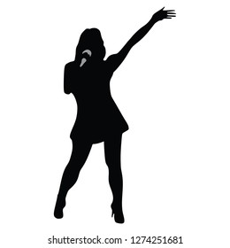 Popular singer super star vector illustration isolated on white background. Attractive music artist on the stage. Singer man artist against public on concert. Entertainment event. Microphone in hands.
