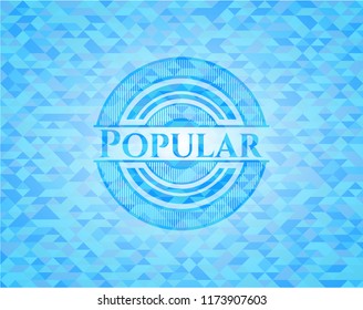 Popular sky blue emblem with mosaic background