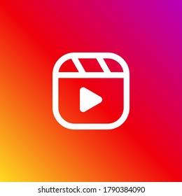 Popular Social Media Instagram Reels Button, Play Button Modern Vector Icon On A Gradient Background