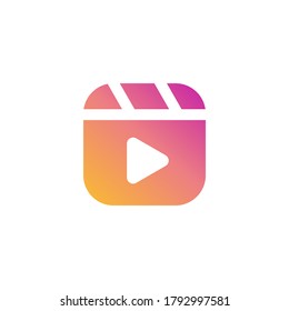 Popular social media Instagram reels button, play button modern vector icon on a gradient background