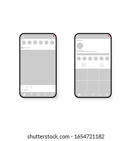 Popular Social media network interface. Mobile social media app . User profile, followers, and mock up. Vector illustration