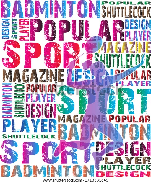 人気スポーツ雑誌 バドミントンのロゴデザイン 文字のカラフル 背景にシャトルコック シルエット ベクターイラスト のベクター画像素材 ロイヤリティフリー