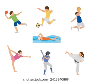 Popular sports illustration for kids. 
