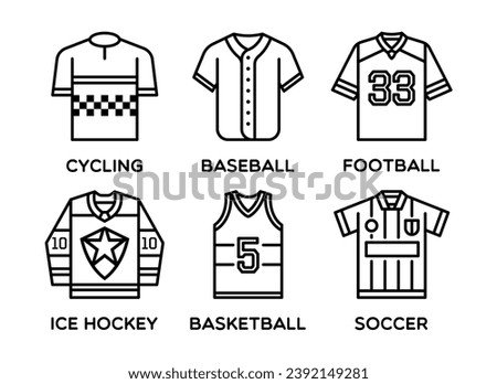 Popular Sports Jersey Icons Set