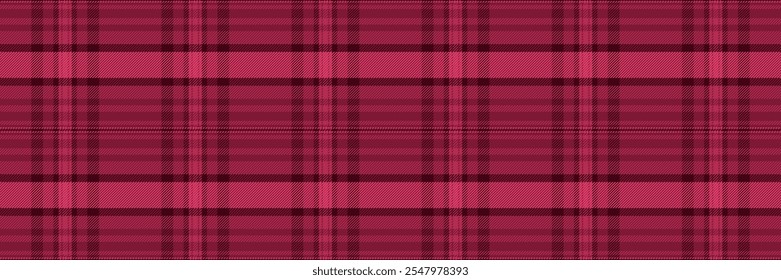 Têxtil de fundo de tartan popular, adorável padrão de vetor sem costura. Tecido xadrez de verificação de textura decorativa em vermelho e paleta de cores de tentação.