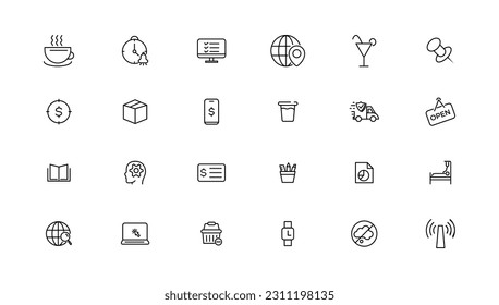 Popular Thin line icon Set. Thin Line Outline Icons.Vector illustrato  
