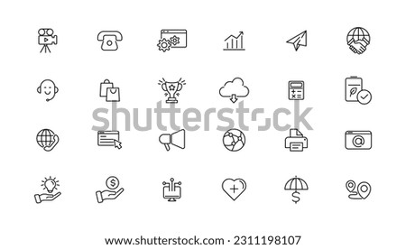 Popular Thin line icon Set. Thin Line Outline Icons.Vector illustrato  
