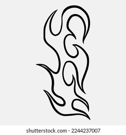 Popular and trending black and white vector fire ornament objects 2023 for tshirts, long sleeves, hoodies, parkas, streetwear, apparel and pajamas. Hand drawing of cool vector fire.