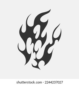 Popular and trending black and white vector fire ornament objects 2023 for tshirts, long sleeves, hoodies, parkas, streetwear, apparel and pajamas. Hand drawing of cool vector fire.