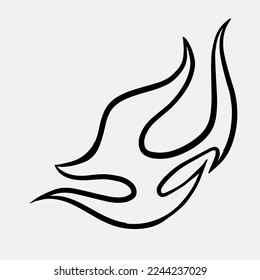 Popular and trending black and white vector fire ornament objects 2023 for tshirts, long sleeves, hoodies, parkas, streetwear, apparel and pajamas. Hand drawing of cool vector fire.