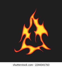 Popular and trending vector fire ornament objects 2023 for tshirts, long sleeves, hoodies, parkas, streetwear, apparel and pajamas. Hand drawing of cool vector fire.