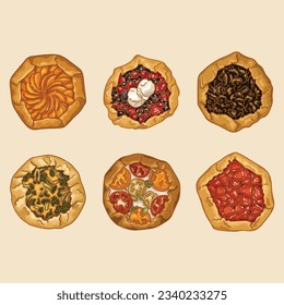 Popular types of galettes set.