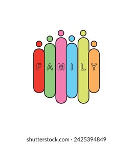 Popular Unity Vector icon minimalist logo illustration, Multi-ethnic Group of People Community, Unity, Friendship and Solidarity. people family diversity colorful  icon vector illustration design