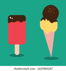 popular vector illustration of collection of ice cream background green screen