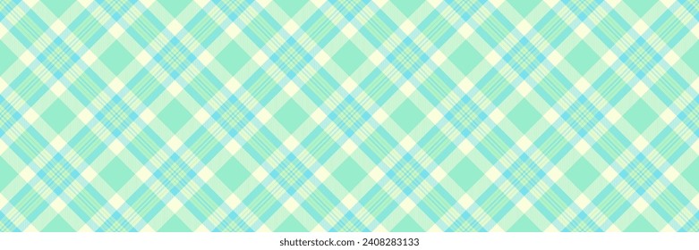 Popular vector seamless tartan, close-up textile check background. Clothes fabric plaid pattern texture in mint and light yellow color.