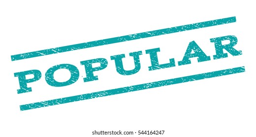 Popular watermark stamp. Text caption between parallel lines with grunge design style. Rubber seal stamp with unclean texture. Vector cyan color ink imprint on a white background.