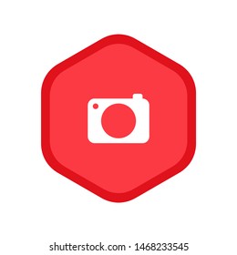 Popular web icon camera with geometric hexagon smooth shape