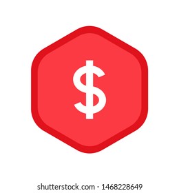 Popular web icon dollar with geometric hexagon smooth shape